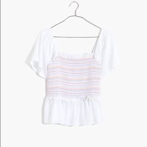 Madewell Smocked Flutter Sleeve Top